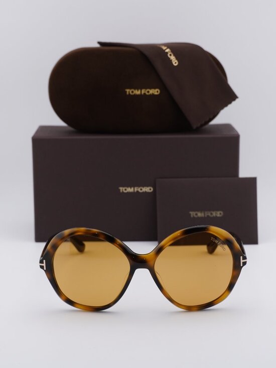 Tom Ford Annabelle-02 FT1282 52E Round Sunglasses - Dark Havana / Brown main image 7